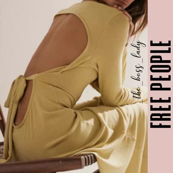Free People maxi dress open back long sleeve cutout boho - Picture 3 of 9
